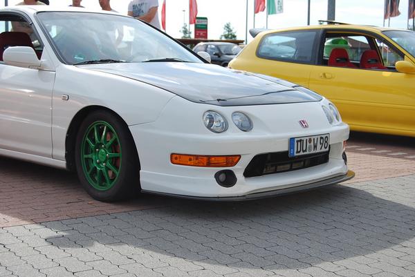 Modified 1998 EDM Integra Type-R with Green Wheels and carbon fiber hood and lip