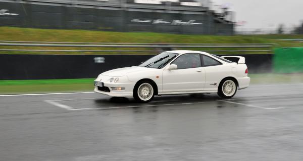 Honda Integra Type-R at the racetrack in the rain