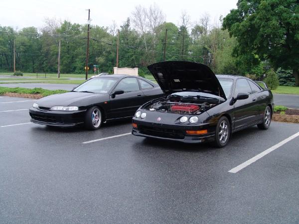 one jdm front end itr and one type-r with hood popped