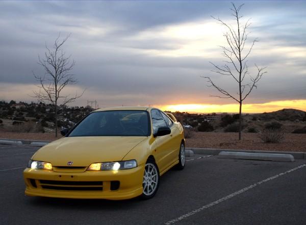 2000 honda integra type-r with jdm front end at sunset