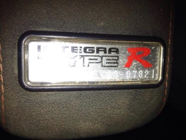 2000 Acura Integra Type-r armrest badge number