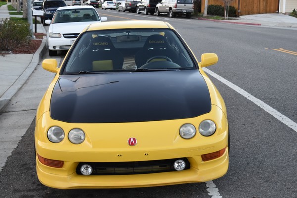00 Phoenix Yellow Acura Integra Type-R black hood