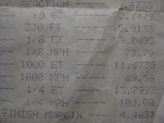 Integra Type-R drag race timeslip