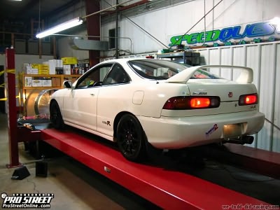 championship white 1997 Acura Integra Type-R on the dyno