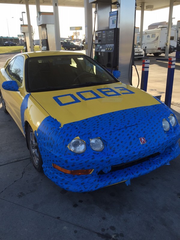 painters tape Acura Integra Type-R ready for expo