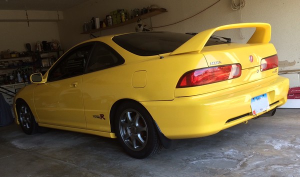 Phoenix Yellow Acura Integra Type-R garage