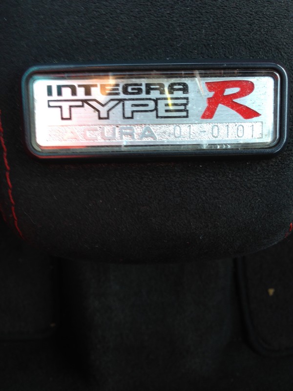 2001 Acura Integra type-r armrest badge interior