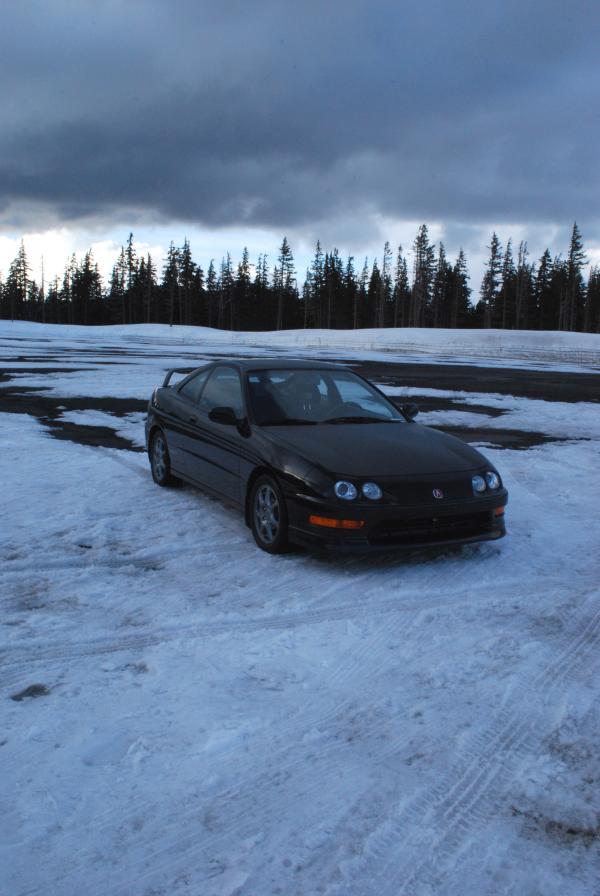 Acura Integra type-r in a snowy parking lot