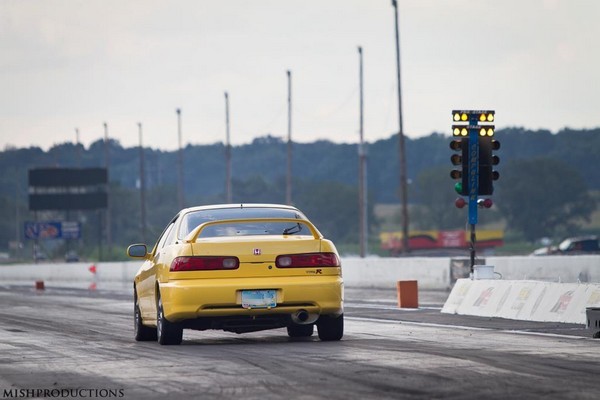 2001 Phoenix Yellow Acura Integra Type-R at the drag strip