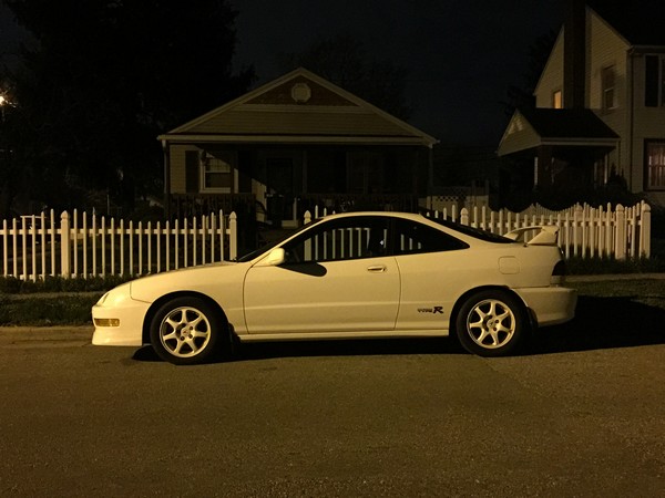 1998 Championship white Acura Integra Type-R at night