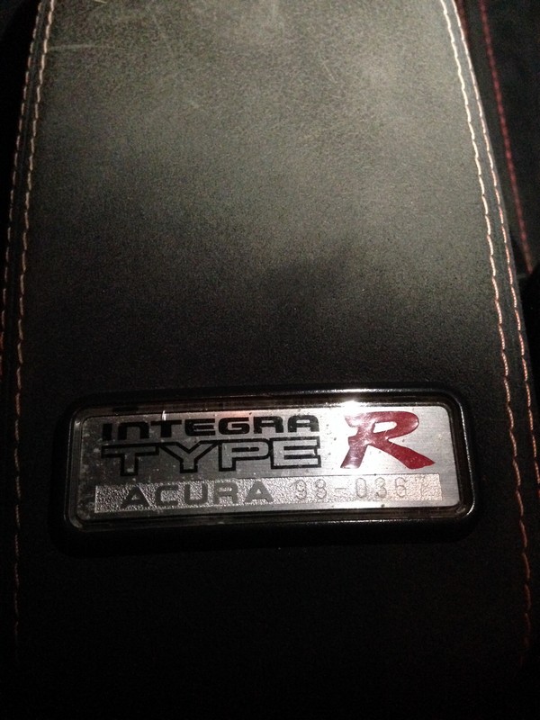 1998 Acura Integra Type-r badge on armrest