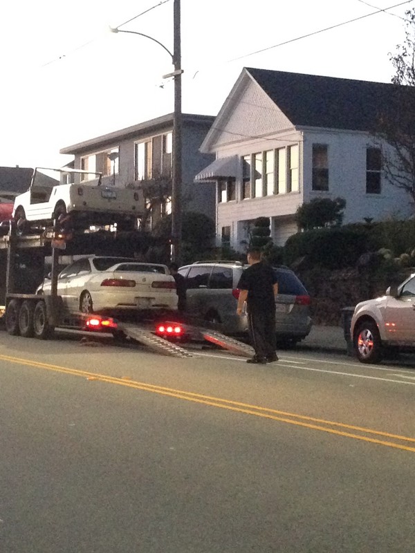 1998 Championship White Integra Type R on the car hauler