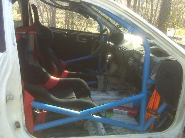 1998 Championship white ITR Rally car roll cage