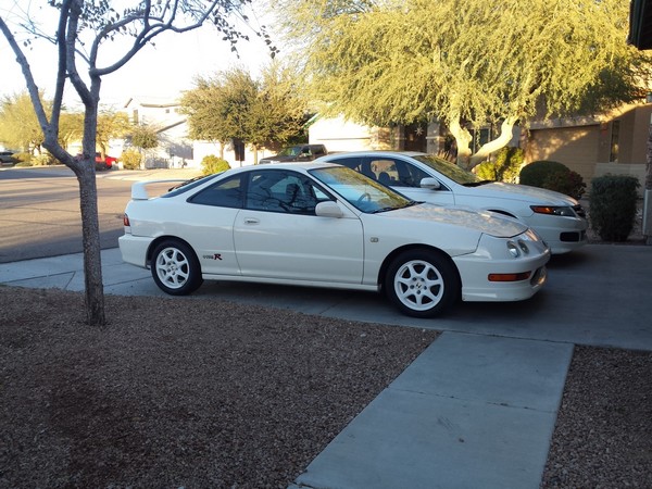 1998 Championship White Acura Integra Type-r in the driveway